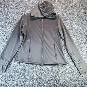 Nicole Miller Sport Women's Gray Hooded Full Zip Track Jacket Polyester, M